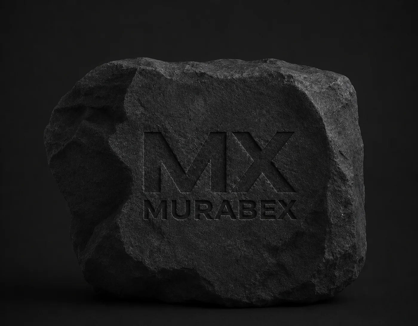 Murabex — MX logo engraved in dark stone