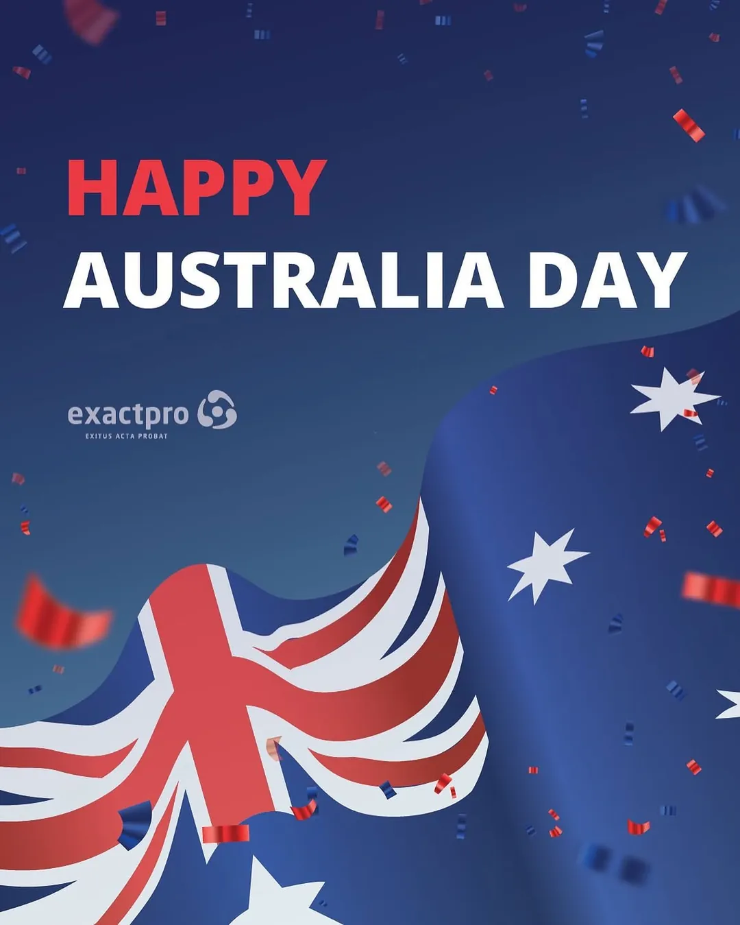 Australia Day greeting with a flag and confetti