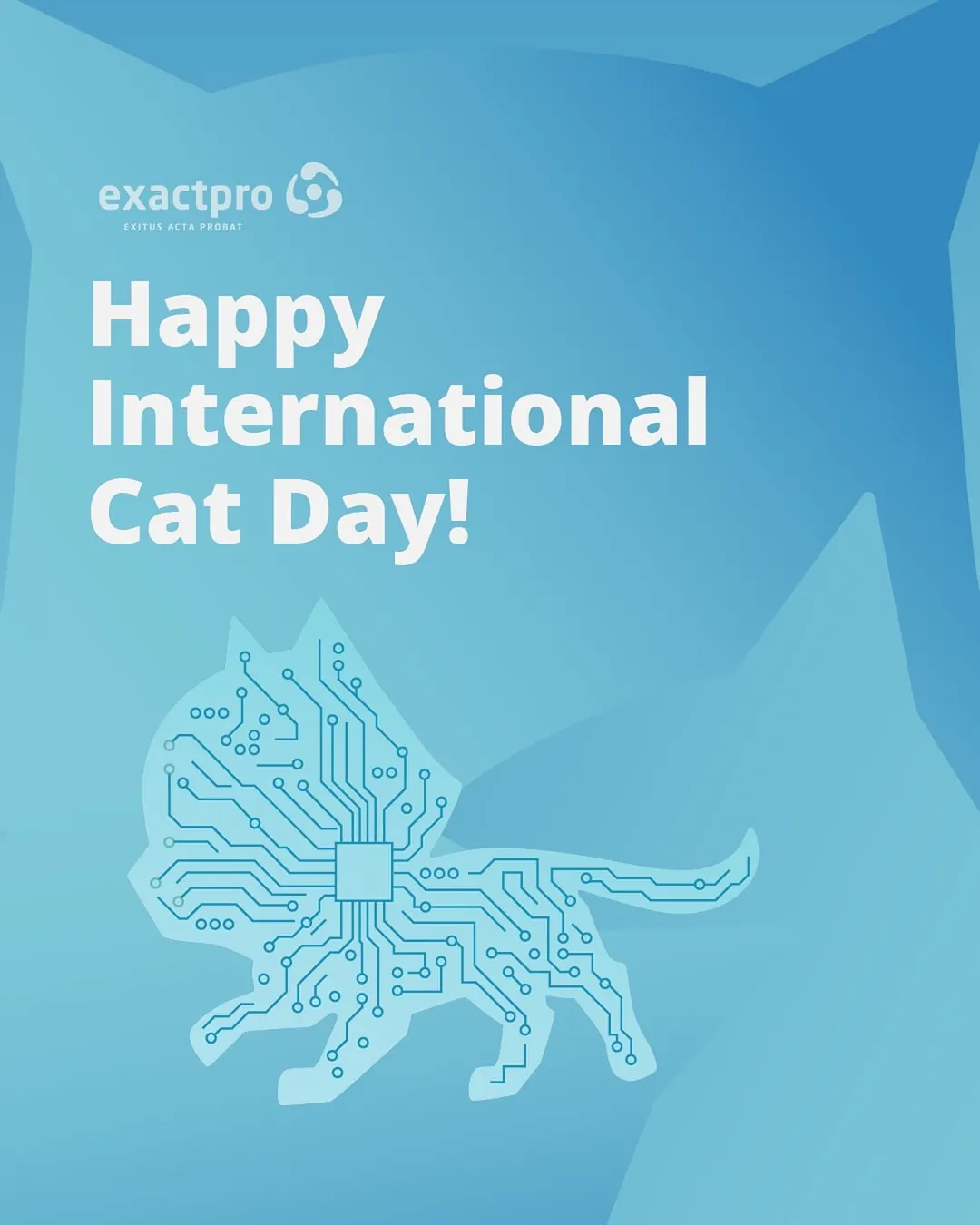 International Cat Day post with a cat drawn as a circuit board, referencing the th2 mascot